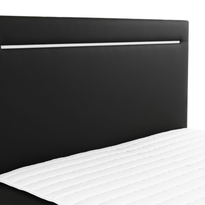 Boxspringová manželská postel 180x200 MARIELA - šedá ekokůže + topper a LED osvětlení ZDARMA