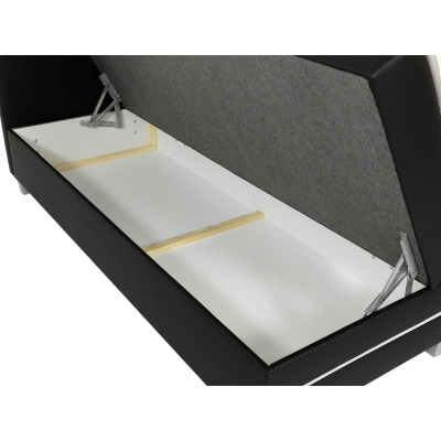 Boxspringová manželská postel 160x200 MARIELA - šedá ekokůže + topper a LED osvětlení ZDARMA