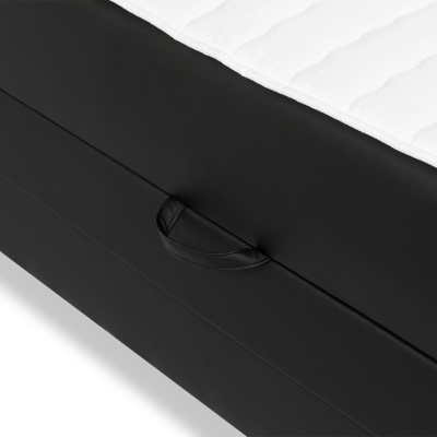 Boxspringová manželská postel 160x200 MARIELA - bílá ekokůže + topper a LED osvětlení ZDARMA