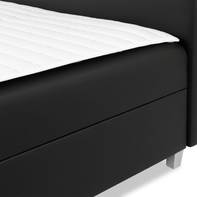 Boxspringová manželská postel 160x200 MARIELA - béžová ekokůže + topper a LED osvětlení ZDARMA