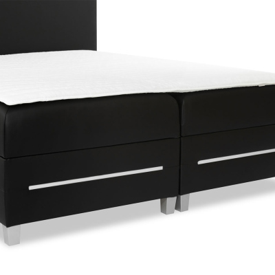 Boxspringová manželská postel 160x200 MARIELA - bílá ekokůže + topper a LED osvětlení ZDARMA