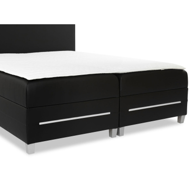 Boxspringová manželská postel 140x200 MARIELA - béžová + topper a LED osvětlení ZDARMA