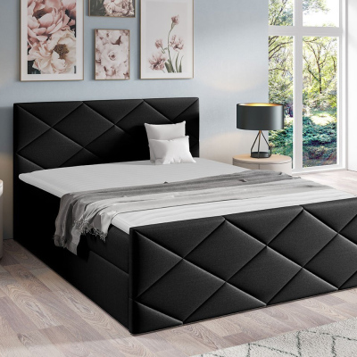 Kontinentální manželská postel 180x200 MATIA - černá + topper ZDARMA