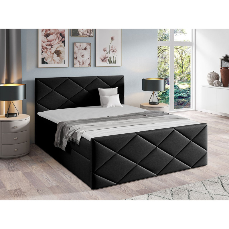 Kontinentální manželská postel 180x200 MATIA - černá + topper ZDARMA