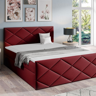 Kontinentální manželská postel 180x200 MATIA - červená + topper ZDARMA