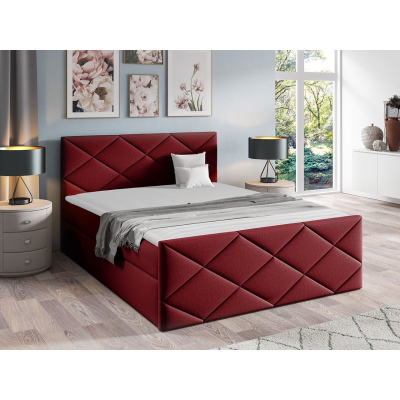 Kontinentální manželská postel 180x200 MATIA - červená + topper ZDARMA