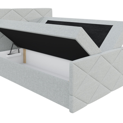 Kontinentální manželská postel 180x200 MATIA - bílá ekokůže + topper ZDARMA