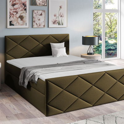 Kontinentální manželská postel 160x200 MATIA - hnědá 3 + topper ZDARMA