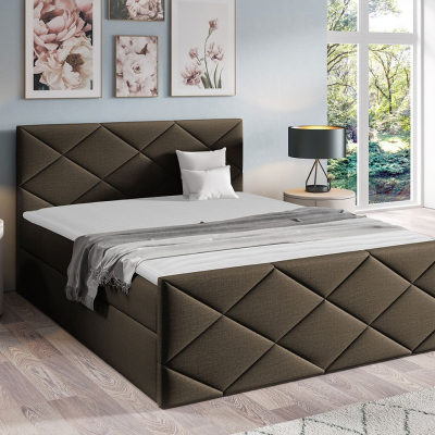 Kontinentální manželská postel 160x200 MATIA - hnědá 2 + topper ZDARMA