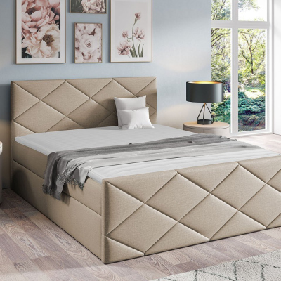 Kontinentální manželská postel 160x200 MATIA - béžová 2 + topper ZDARMA