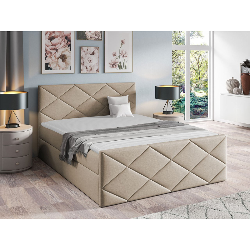 Kontinentální manželská postel 160x200 MATIA - béžová 2 + topper ZDARMA