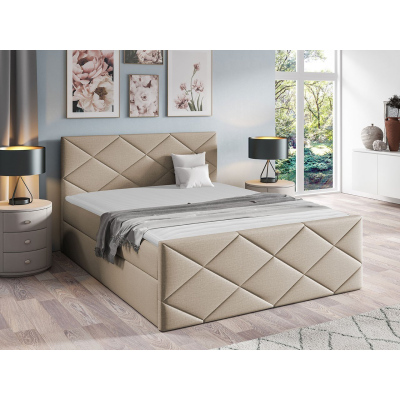 Kontinentální manželská postel 160x200 MATIA - béžová 2 + topper ZDARMA