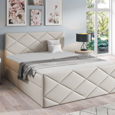 Kontinentální manželská postel 160x200 MATIA - béžová 1 + topper ZDARMA