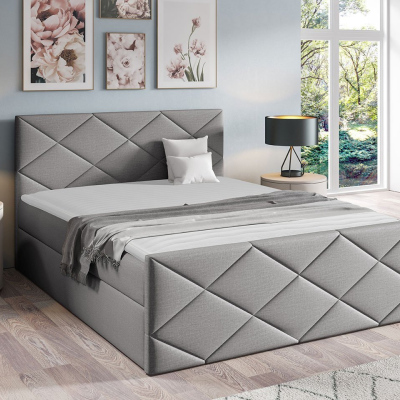 Kontinentální manželská postel 140x200 MATIA - světlá šedá 2 + topper ZDARMA