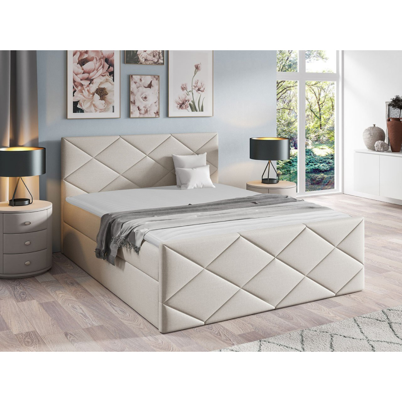 Kontinentální manželská postel 140x200 MATIA - béžová 1 + topper ZDARMA
