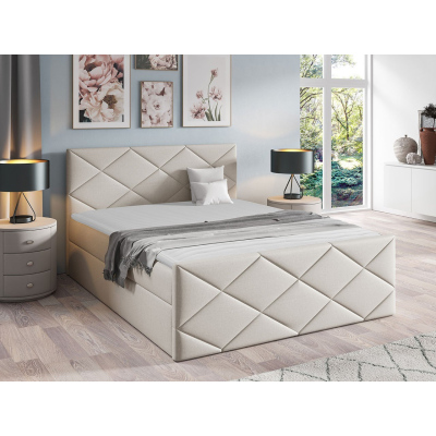 Kontinentální manželská postel 140x200 MATIA - béžová 1 + topper ZDARMA