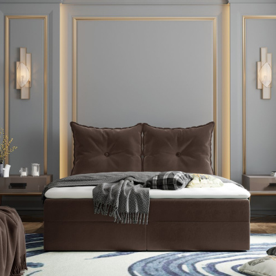 Boxspringová postel PINELOPI - 140x200, hnědá