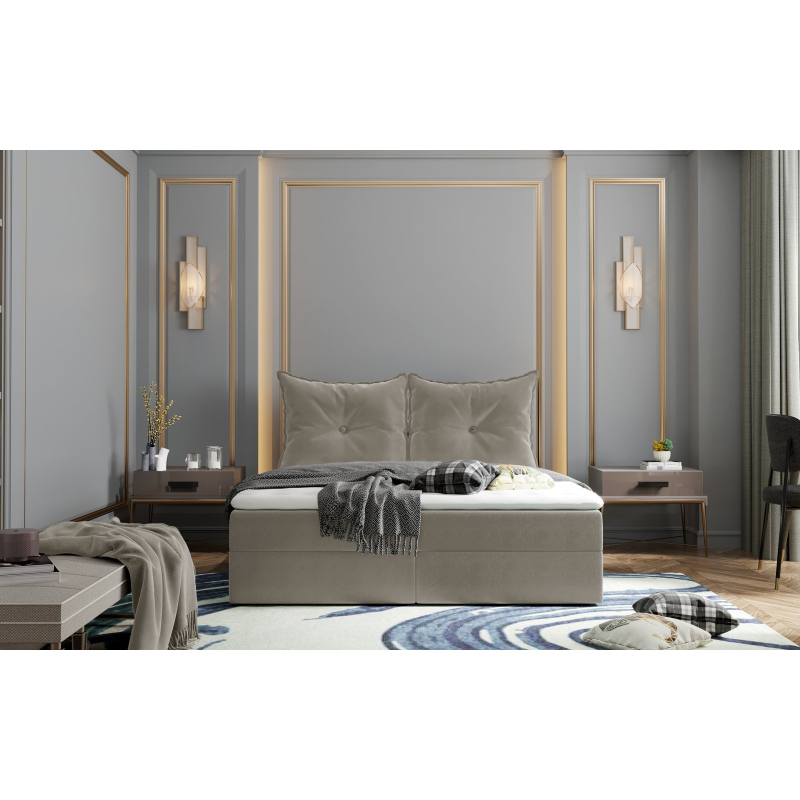 Boxspringová postel PINELOPI - 160x200, světle šedá