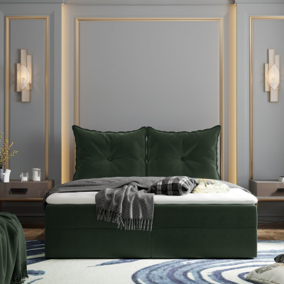 Boxspringová postel PINELOPI - 160x200, tmavě zelená