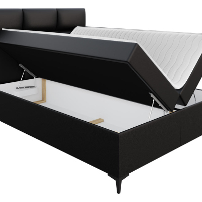 Americká manželská postel 200x200 MERCHE - černá ekokůže + topper ZDARMA