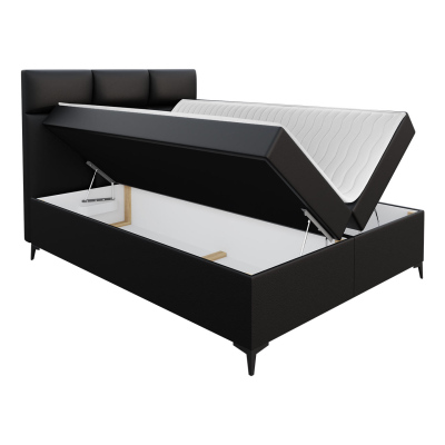Americká manželská postel 160x200 MERCHE - černá ekokůže + topper ZDARMA