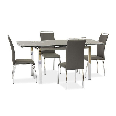 Rozkládací jídelní stůl IZYDOR - 110x74, šedý / chrom
