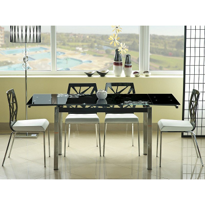 Rozkládací jídelní stůl IZYDOR - 110x74, černý / chrom