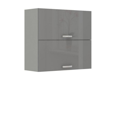 Paneláková kuchyň 180/180 cm GENJI 3 - lesklá bílá / šedá + dřez a příborník ZDARMA