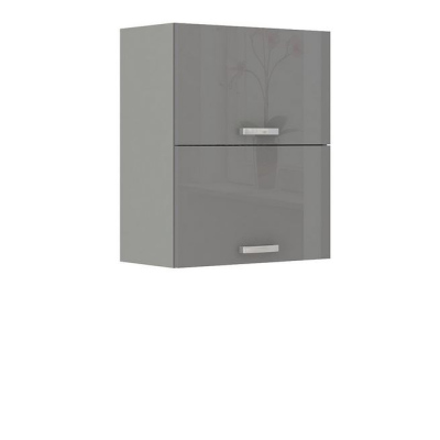Paneláková kuchyň 180/180 cm GENJI 3 - lesklá bílá / šedá + dřez a příborník ZDARMA