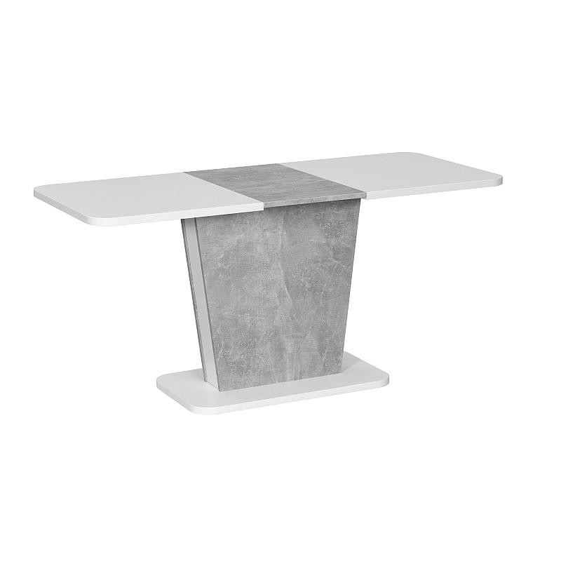 Rozkládací jídelní stůl FERKO - 110x68 cm, matný bílý / šedý beton