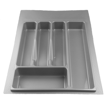 Paneláková kuchyň 180/180 cm GENJI 3 - lesklá bílá / šedá + pracovní deska a příborník ZDARMA