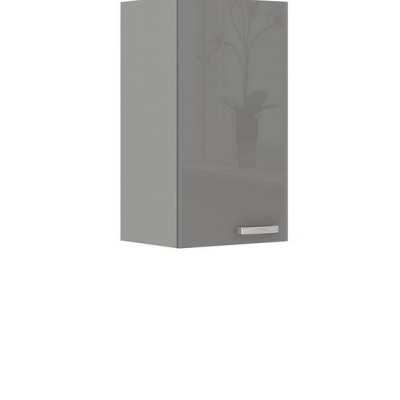 Paneláková kuchyně 180/180 cm SHAN 3 - šedá / lesklá krémová + LED a příborník ZDARMA