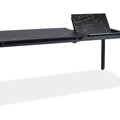 Rozkládací jídelní stůl RADMIL - 120x80, černý mramor / černý