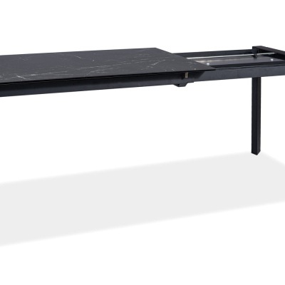 Rozkládací jídelní stůl RADMIL - 120x80, černý mramor / černý
