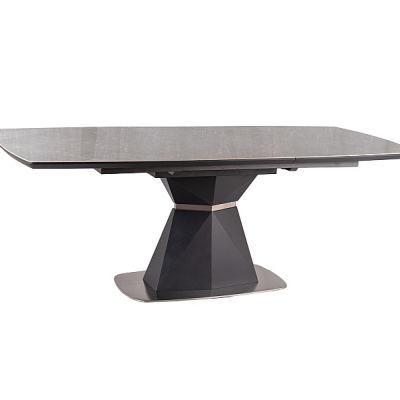 Rozkládací jídelní stůl EFE - 160x90, šedý mramor, matný antracit