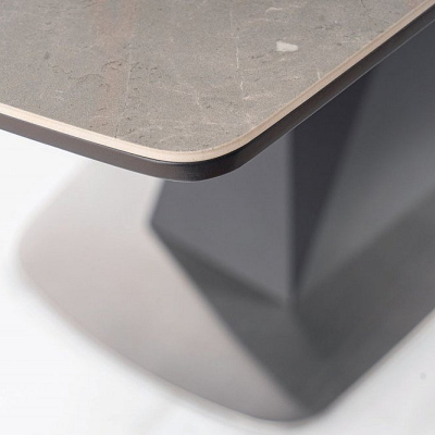 Rozkládací jídelní stůl EFE - 160x90, šedý mramor, matný antracit