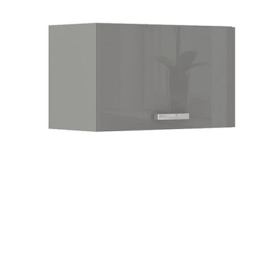 Paneláková kuchyň 180/180 cm GENJI 2 - lesklá bílá / šedá + LED a pracovní deska ZDARMA