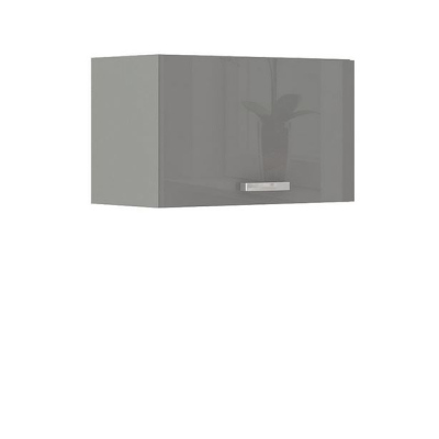 Paneláková kuchyň 180/180 cm GENJI 2 - lesklá bílá / šedá + LED a příborník ZDARMA