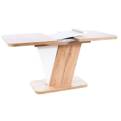 Rozkládací jídelní stůl JAROSLAV - 120x80, dub wotan / matný bílý