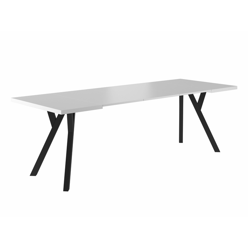 Rozkládací jídelní stůl TATE - 90x90, matný bílý / černý