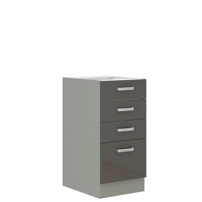 Kuchyně do paneláku 180/180 cm SHAN 2 - šedá / lesklá krémová + LED, dřez, příborník a pracovní deska ZDARMA