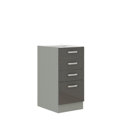 Kuchyně do paneláku 180/180 cm SHAN 2 - šedá / lesklá krémová + LED, dřez, příborník a pracovní deska ZDARMA