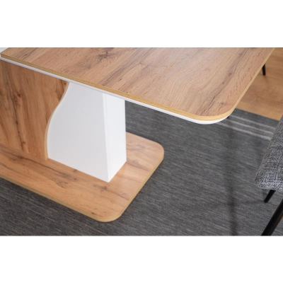 Rozkládací jídelní stůl JAMIN - 120x80, dub wotan / matný bílý