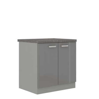 Kuchyně 260/260 cm RONG 4 - šedá / lesklá šedá + LED, dřez a příborník ZDARMA