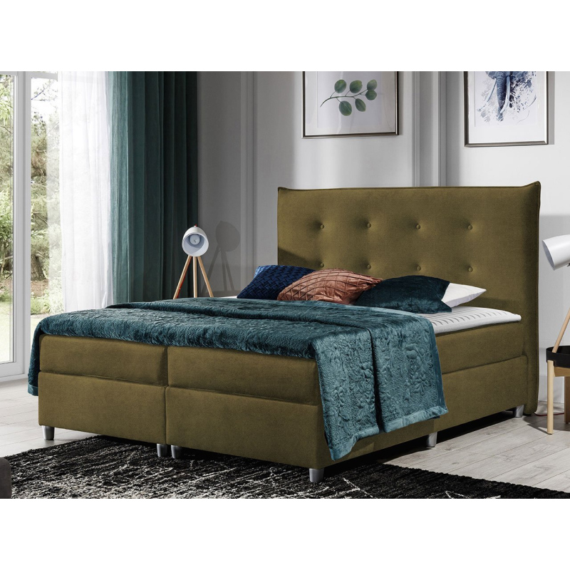 Manželská čalouněná postel 200x200 RUFA - olivová + topper ZDARMA