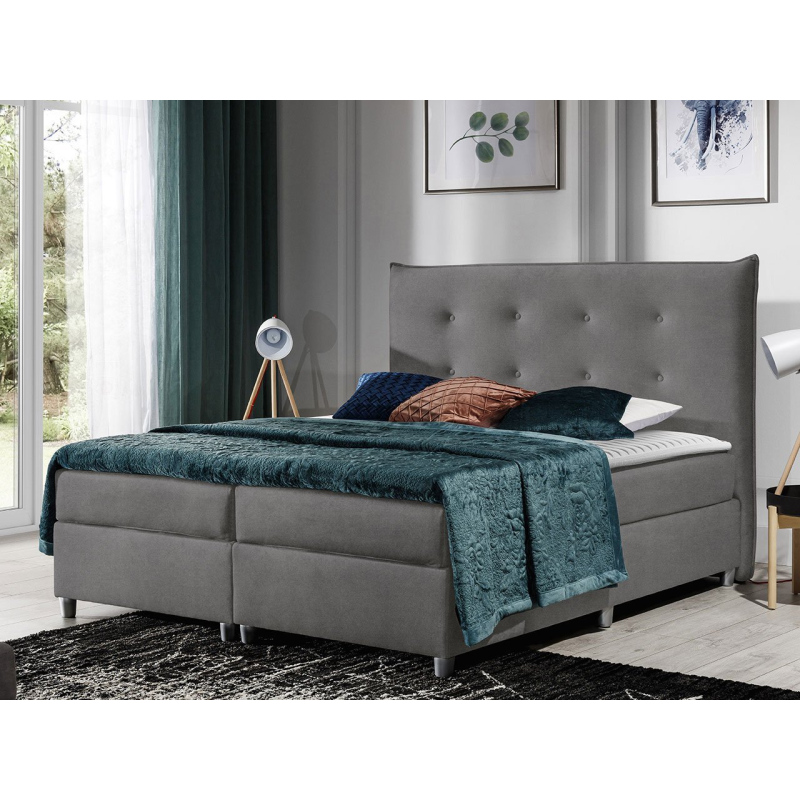 Manželská čalouněná postel 180x200 RUFA - šedá + topper ZDARMA