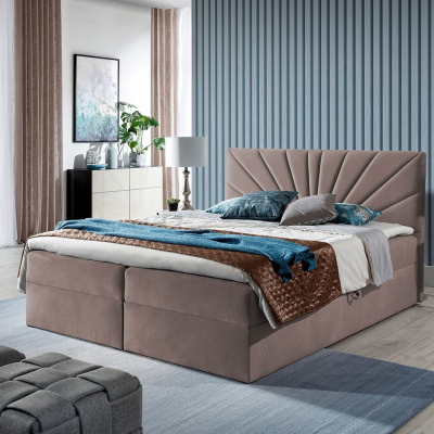 Boxspringová manželská postel 140x200 TOMASA 4 - růžová + topper ZDARMA
