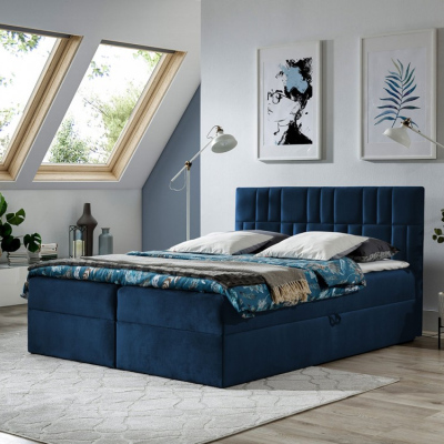 Americká manželská postel 180x200 TOMASA 3 - modrá + topper ZDARMA
