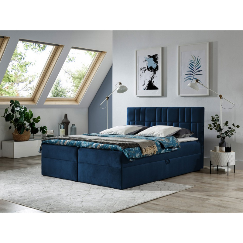 Americká manželská postel 180x200 TOMASA 3 - modrá + topper ZDARMA