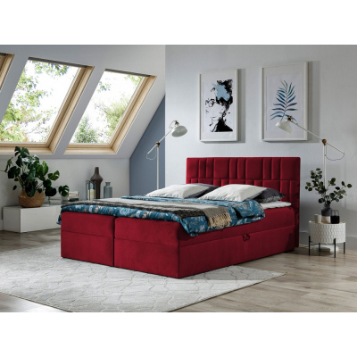 Americká manželská postel 180x200 TOMASA 3 - červená + topper ZDARMA